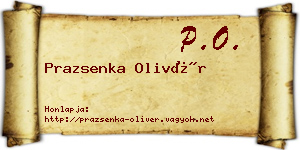 Prazsenka Olivér névjegykártya